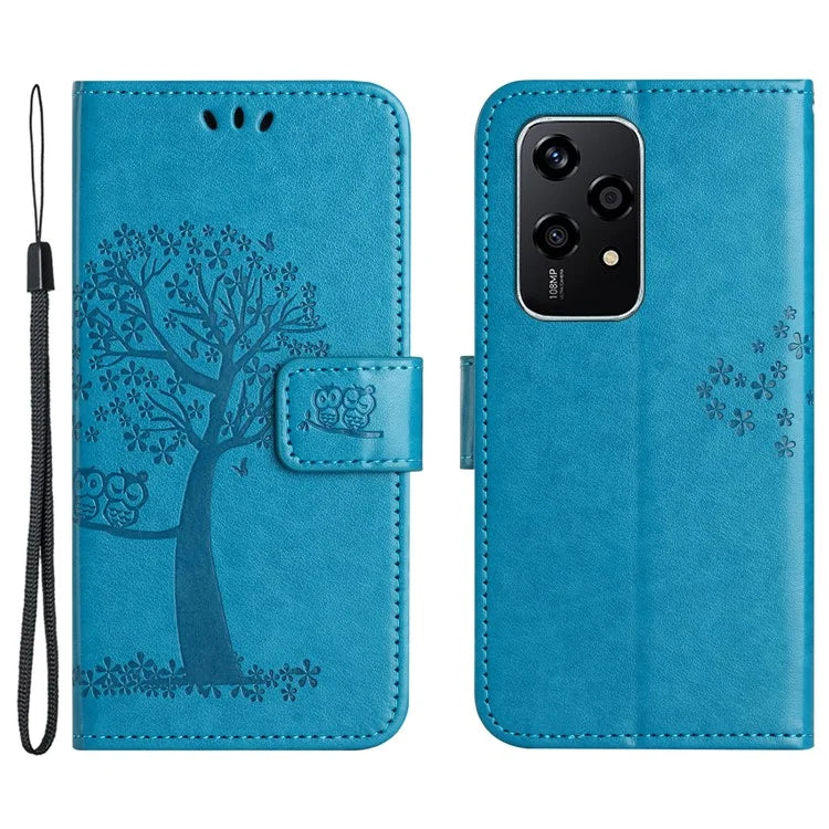 Phone Case for Honor 200 Lite Shell Imprinted Owl Tree Stand Leather Cover