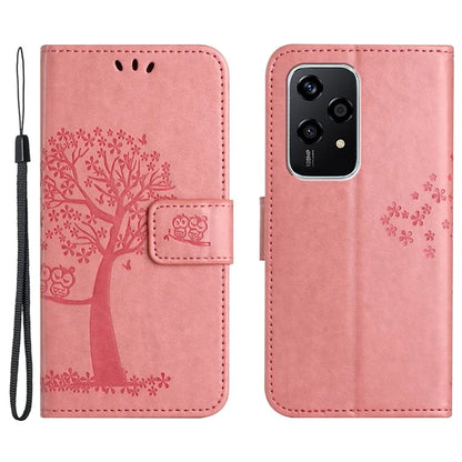 Phone Case for Honor 200 Lite Shell Imprinted Owl Tree Stand Leather Cover