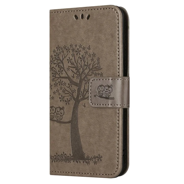 Phone Case for Honor 200 Lite Shell Imprinted Owl Tree Stand Leather Cover