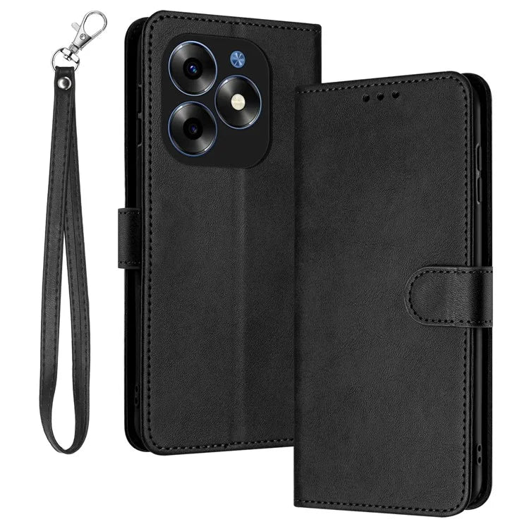 Shockproof Case for itel S23+ PU Leather Phone Cover with Strap