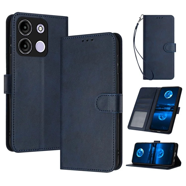 Stand Case for itel A60 / A60S PU Leather Wallet Phone Cover with Strap
