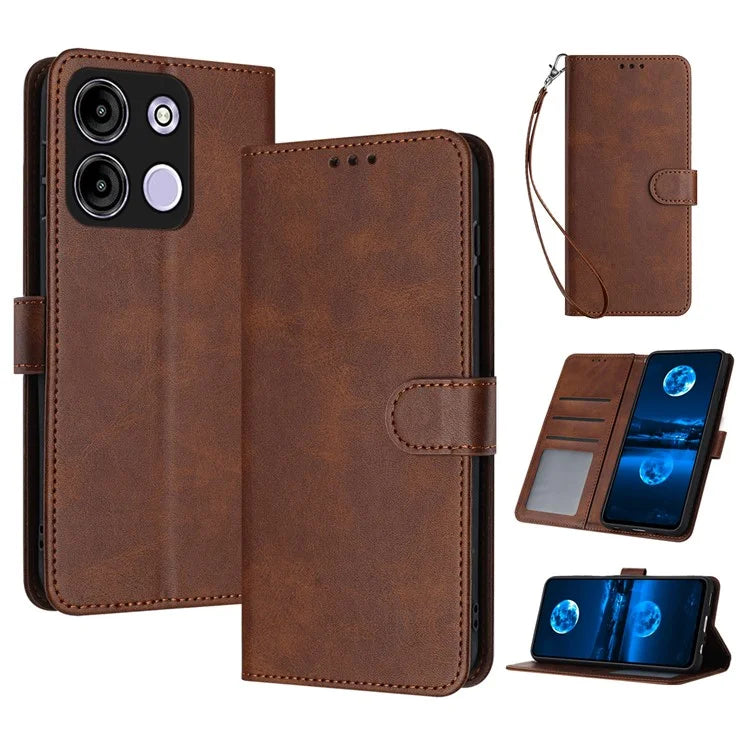 Stand Case for itel A60 / A60S PU Leather Wallet Phone Cover with Strap