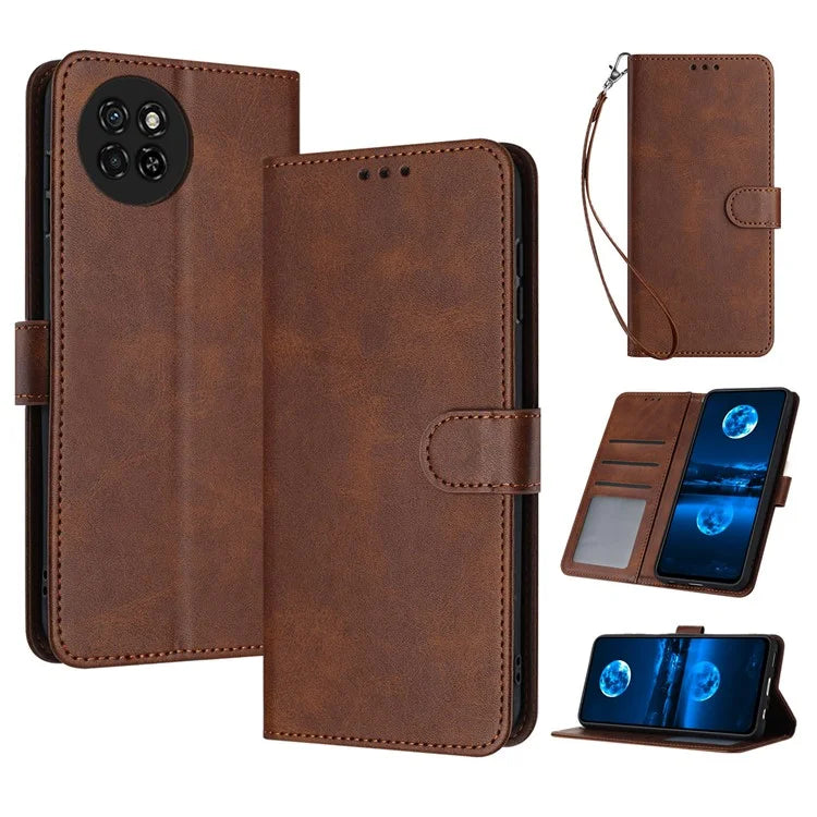 For itel S23 Full Protection Case Calf Texture PU Leather Stand Phone Cover