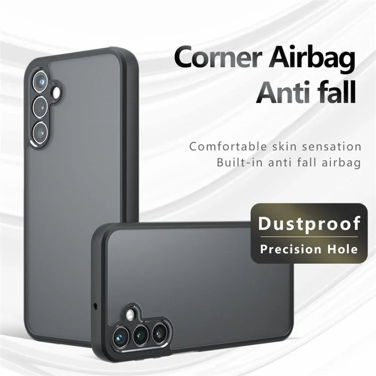 For Samsung Galaxy F15 5G Case Matte Anti-Fingerprint TPU+PC Phone Back Shell, Transparent Black