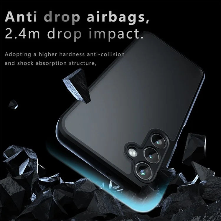 For Samsung Galaxy F15 5G Case Matte Anti-Fingerprint TPU+PC Phone Back Shell, Transparent Black