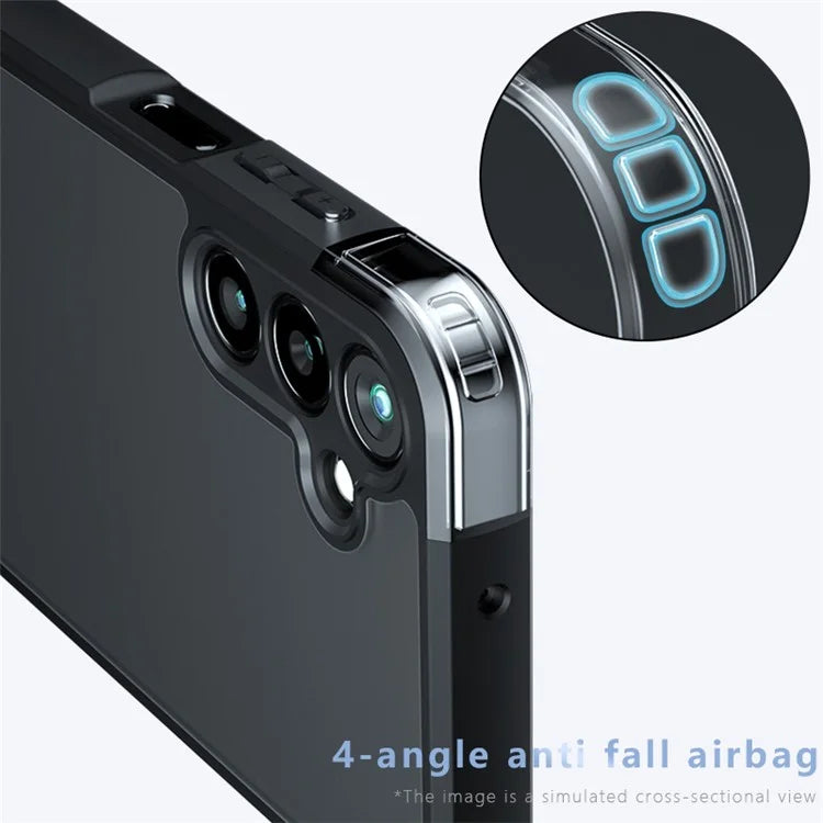 For Samsung Galaxy F15 5G Case Matte Anti-Fingerprint TPU+PC Phone Back Shell, Transparent Black