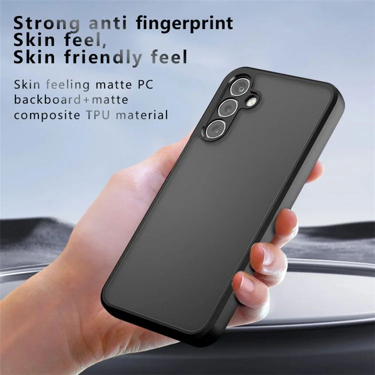For Samsung Galaxy F15 5G Case Matte Anti-Fingerprint TPU+PC Phone Back Shell, Transparent Black