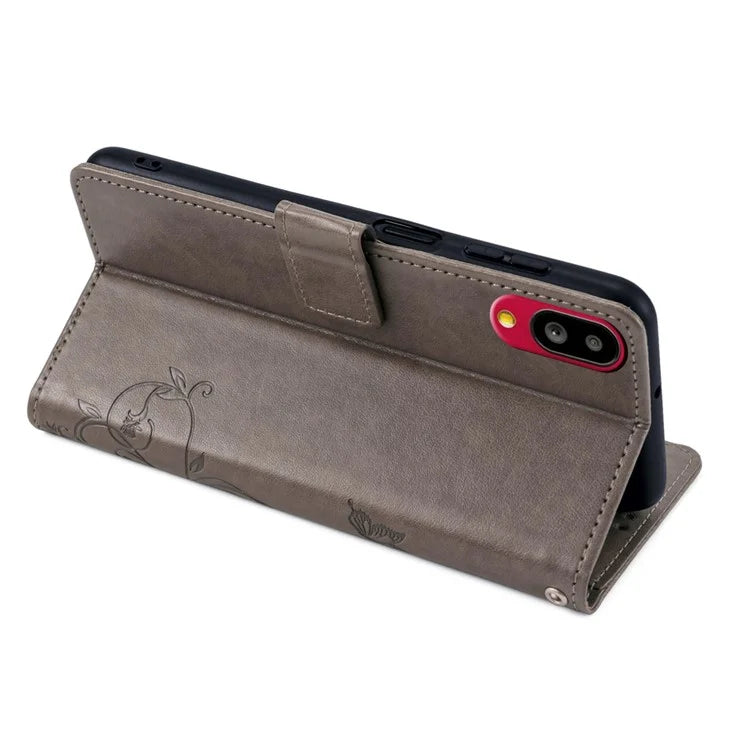 For Sharp Simple Sumaho 6 A201SH Case PU Leather Butterfly Flower Wallet Cover