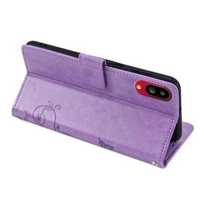 For Sharp Simple Sumaho 6 A201SH Case PU Leather Butterfly Flower Wallet Cover