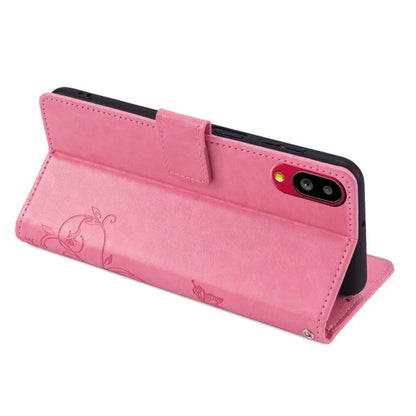 For Sharp Simple Sumaho 6 A201SH Case PU Leather Butterfly Flower Wallet Cover