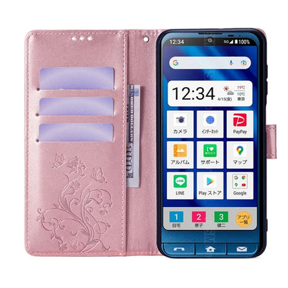 For Sharp Simple Sumaho 6 A201SH Case PU Leather Butterfly Flower Wallet Cover