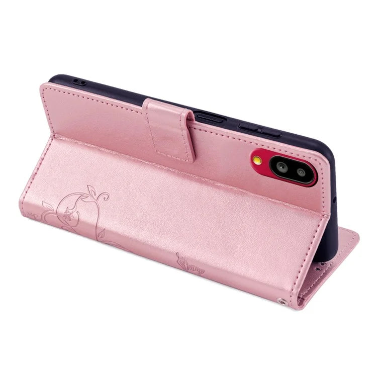 For Sharp Simple Sumaho 6 A201SH Case PU Leather Butterfly Flower Wallet Cover