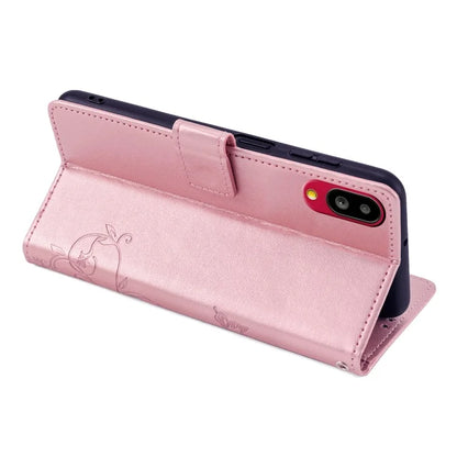 For Sharp Simple Sumaho 6 A201SH Case PU Leather Butterfly Flower Wallet Cover