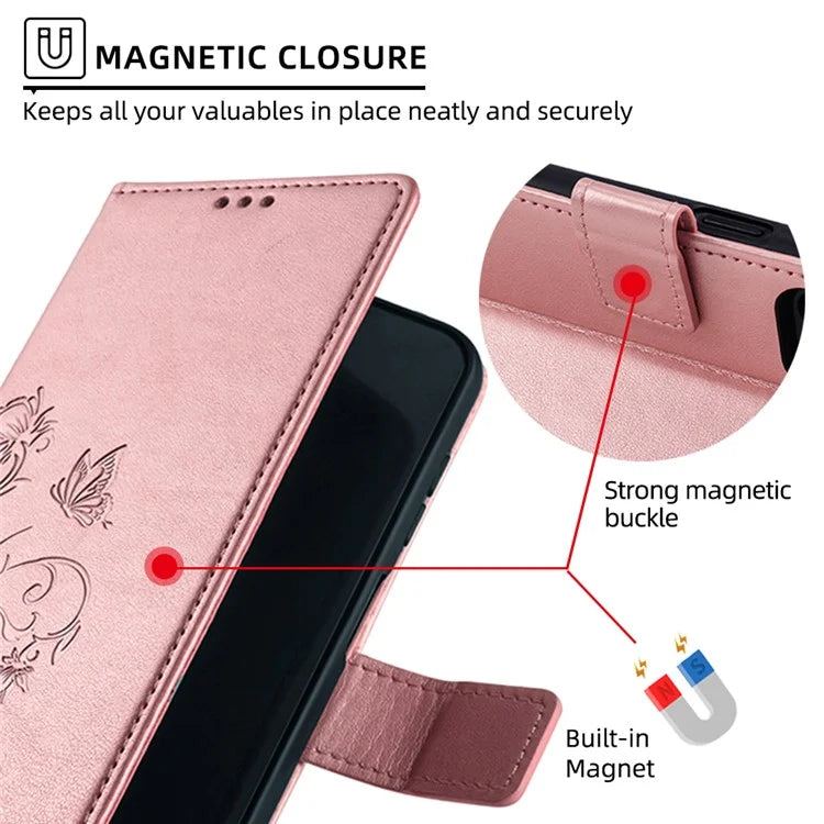 For Sharp Simple Sumaho 6 A201SH Case PU Leather Butterfly Flower Wallet Cover