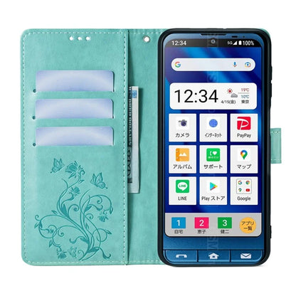 For Sharp Simple Sumaho 6 A201SH Case PU Leather Butterfly Flower Wallet Cover
