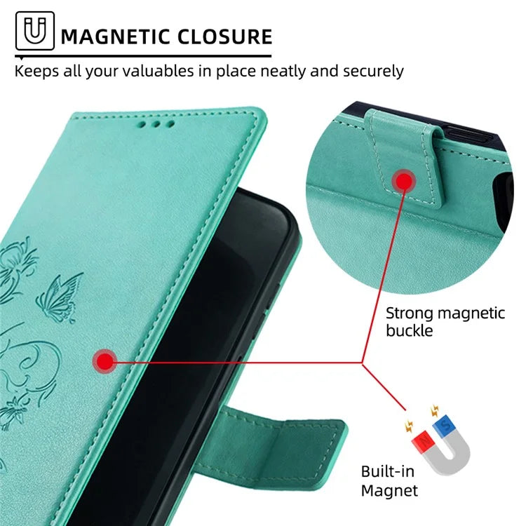 For Sharp Simple Sumaho 6 A201SH Case PU Leather Butterfly Flower Wallet Cover