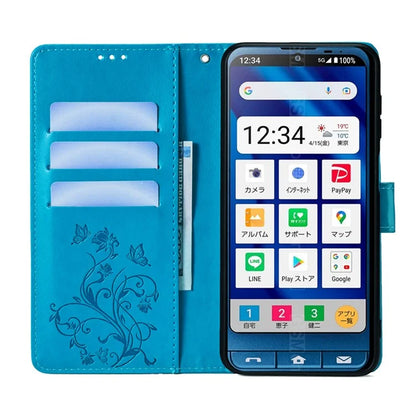 For Sharp Simple Sumaho 6 A201SH Case PU Leather Butterfly Flower Wallet Cover