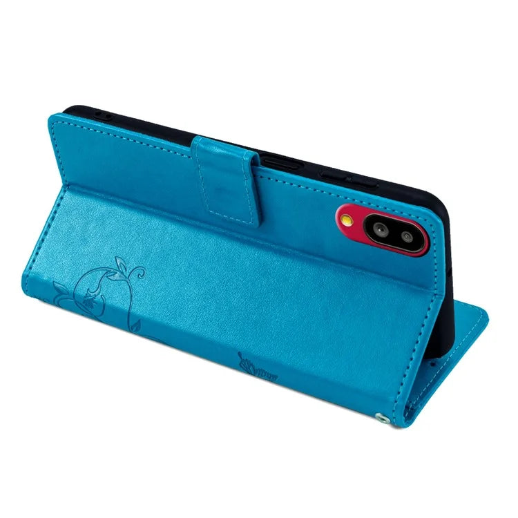For Sharp Simple Sumaho 6 A201SH Case PU Leather Butterfly Flower Wallet Cover