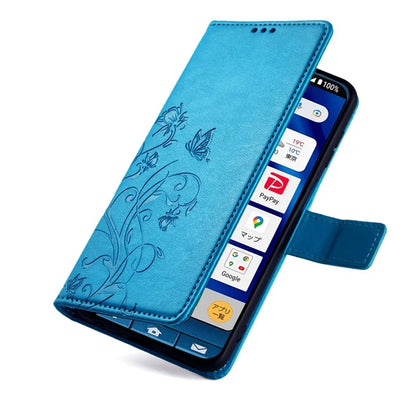 For Sharp Simple Sumaho 6 A201SH Case PU Leather Butterfly Flower Wallet Cover