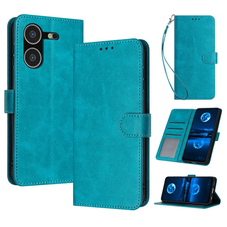 Stand Case for TECNO Pova 5 4G Anti-Scratch PU Leather Phone Cover with Strap