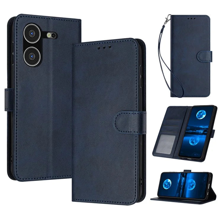 Stand Case for TECNO Pova 5 4G Anti-Scratch PU Leather Phone Cover with Strap