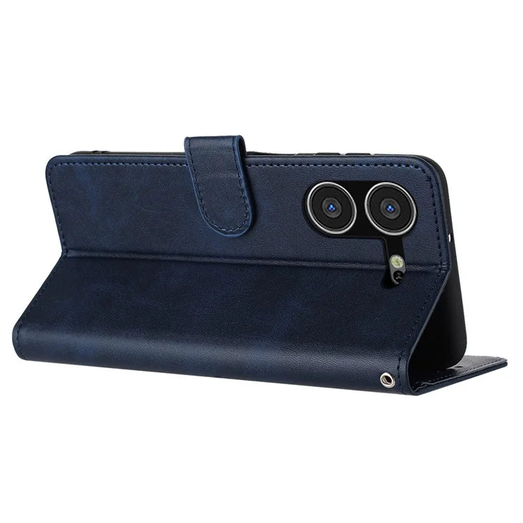 Stand Case for TECNO Pova 5 4G Anti-Scratch PU Leather Phone Cover with Strap