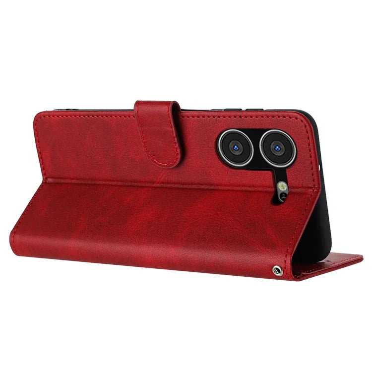 Stand Case for TECNO Pova 5 4G Anti-Scratch PU Leather Phone Cover with Strap