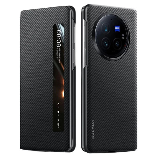 SULADA For vivo X Fold3 Pro Case View Window Leather+PC Back Cover with Wake / Sleep Function