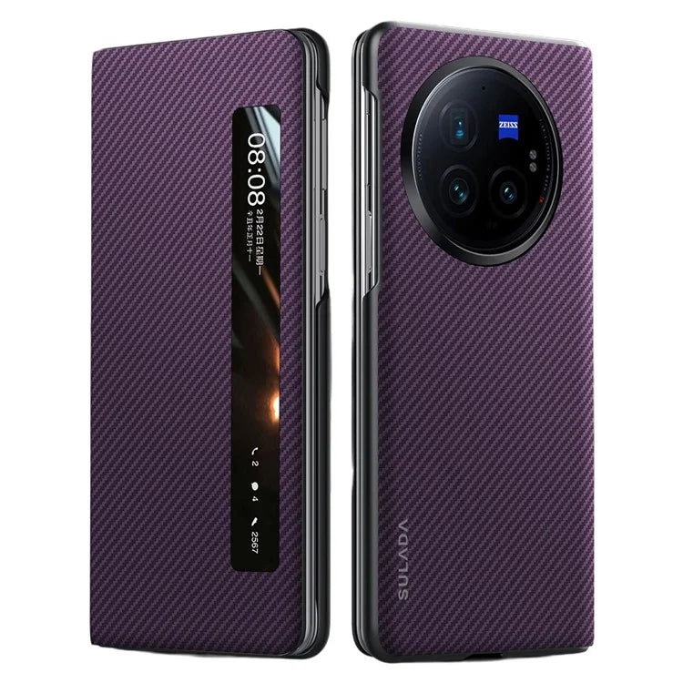 SULADA For vivo X Fold3 Pro Case View Window Leather+PC Back Cover with Wake / Sleep Function