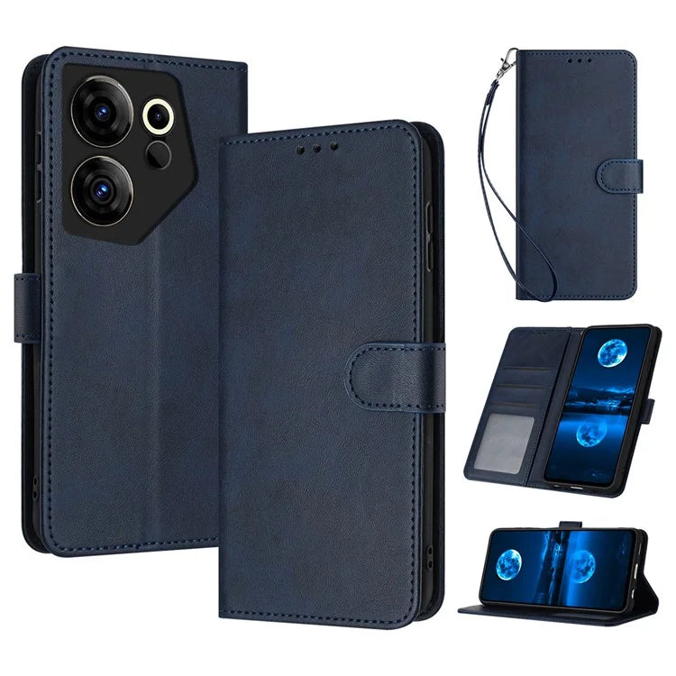 Case for TECNO Camon 20 Premier 5G Folding Stand PU Leather Phone Cover with Strap