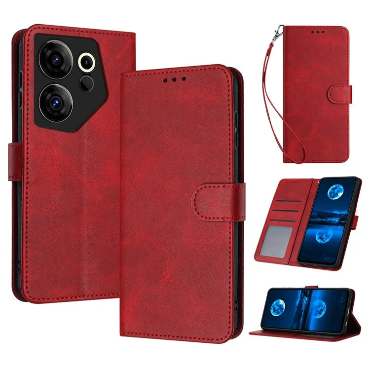 Case for TECNO Camon 20 Premier 5G Folding Stand PU Leather Phone Cover with Strap