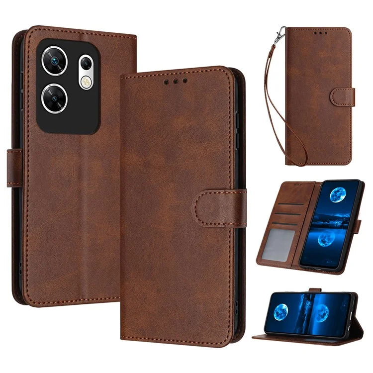 Case for Infinix Zero 30 4G Magnetic Clasp PU Leather Phone Cover with Strap