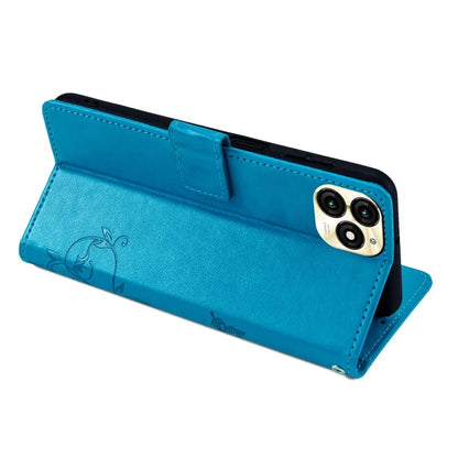 For itel A70 Phone Case Butterfly Flower Imprint PU Leather Wallet Cover