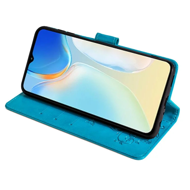 For itel A70 Phone Case Butterfly Flower Imprint PU Leather Wallet Cover