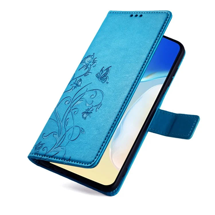 For itel A70 Phone Case Butterfly Flower Imprint PU Leather Wallet Cover