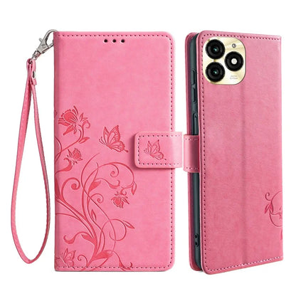 For itel A70 Phone Case Butterfly Flower Imprint PU Leather Wallet Cover