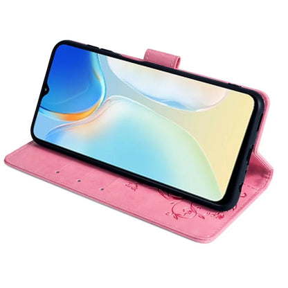 For itel A70 Phone Case Butterfly Flower Imprint PU Leather Wallet Cover