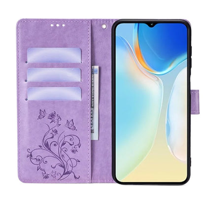 For itel A70 Phone Case Butterfly Flower Imprint PU Leather Wallet Cover
