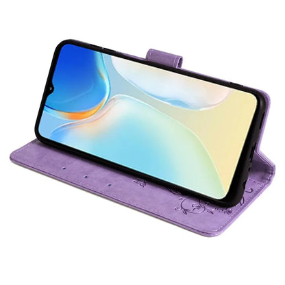 For itel A70 Phone Case Butterfly Flower Imprint PU Leather Wallet Cover