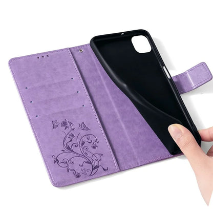For itel A70 Phone Case Butterfly Flower Imprint PU Leather Wallet Cover