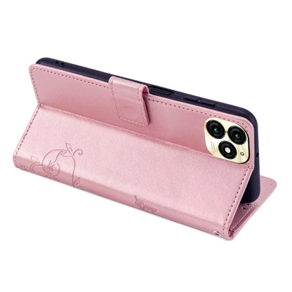 For itel A70 Phone Case Butterfly Flower Imprint PU Leather Wallet Cover