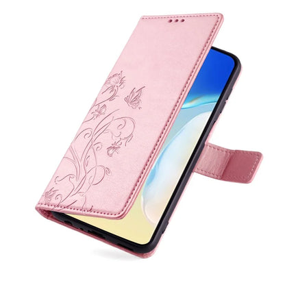 For itel A70 Phone Case Butterfly Flower Imprint PU Leather Wallet Cover