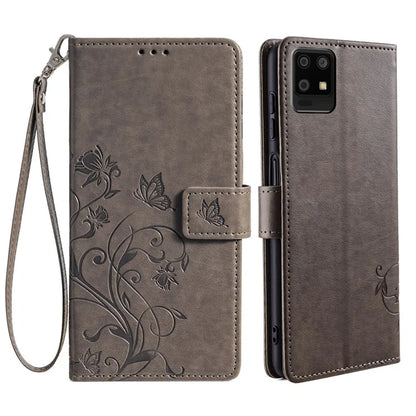 For Sharp Aquos Air / Aquos zero6 Case Butterfly Flower Leather Flipr Phone Cover with Wrist Strap