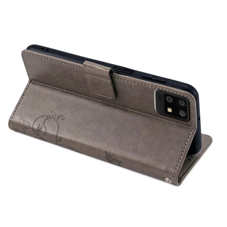 For Sharp Aquos Air / Aquos zero6 Case Butterfly Flower Leather Flipr Phone Cover with Wrist Strap