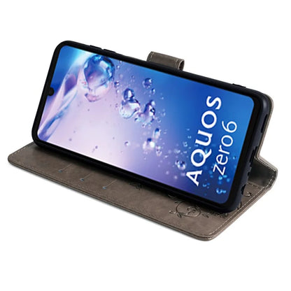 For Sharp Aquos Air / Aquos zero6 Case Butterfly Flower Leather Flipr Phone Cover with Wrist Strap