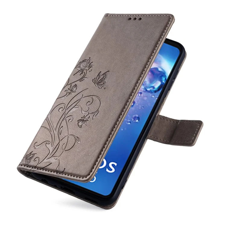For Sharp Aquos Air / Aquos zero6 Case Butterfly Flower Leather Flipr Phone Cover with Wrist Strap