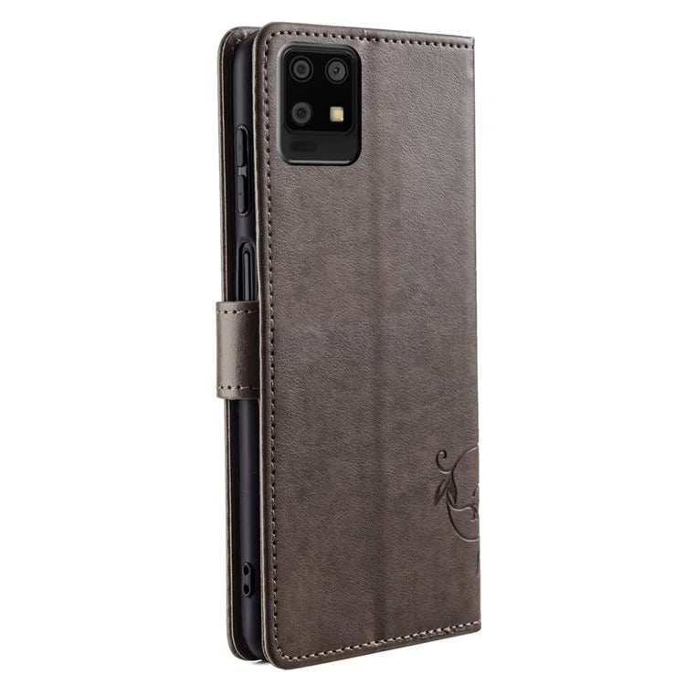 For Sharp Aquos Air / Aquos zero6 Case Butterfly Flower Leather Flipr Phone Cover with Wrist Strap