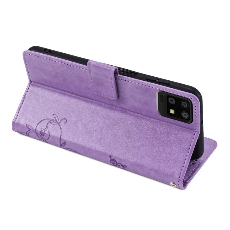 For Sharp Aquos Air / Aquos zero6 Case Butterfly Flower Leather Flipr Phone Cover with Wrist Strap
