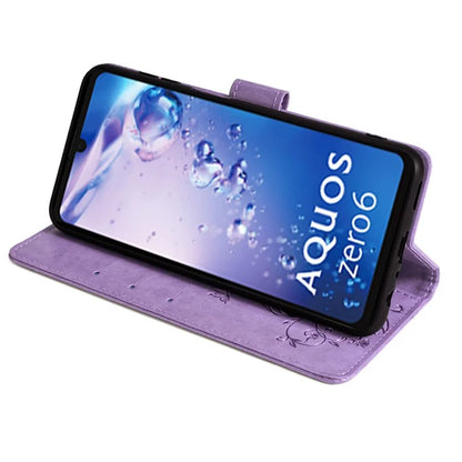 For Sharp Aquos Air / Aquos zero6 Case Butterfly Flower Leather Flipr Phone Cover with Wrist Strap
