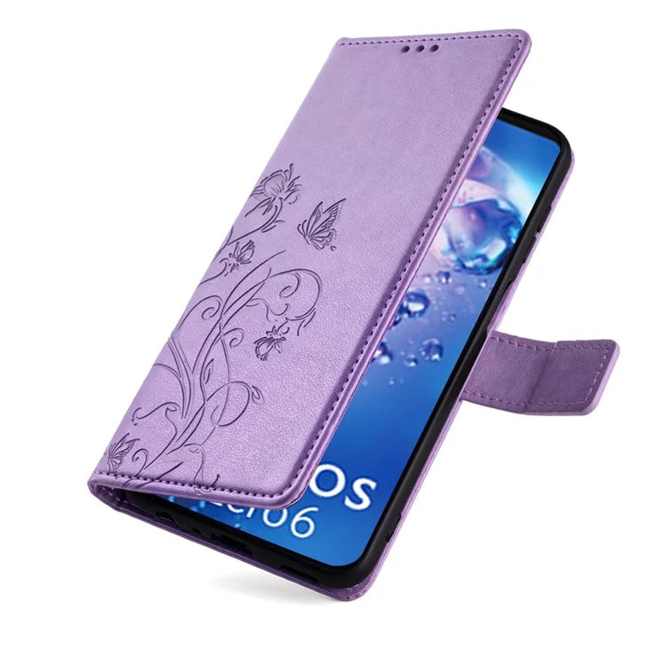 For Sharp Aquos Air / Aquos zero6 Case Butterfly Flower Leather Flipr Phone Cover with Wrist Strap